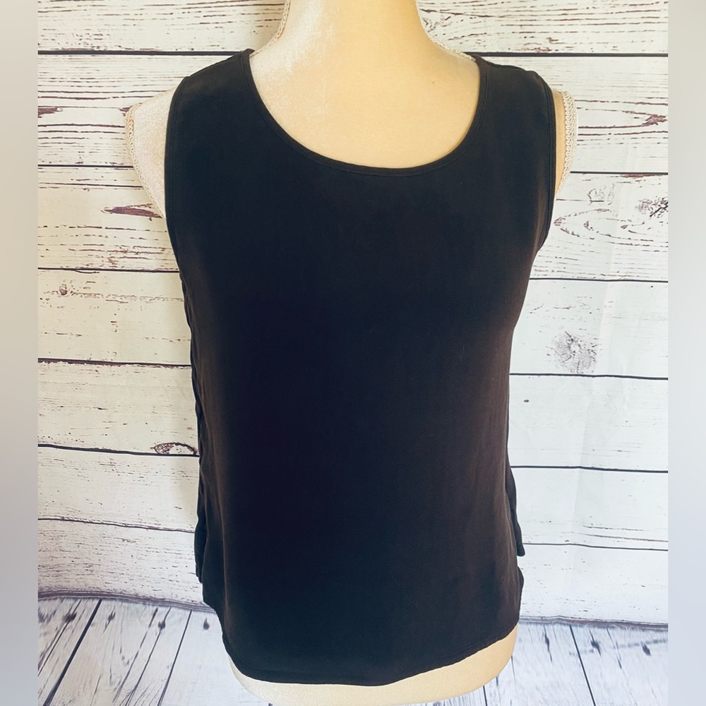 Women’s Medium Tank Top Chico’s Platinum Dark Brown Silk Spandex Blend U Neck